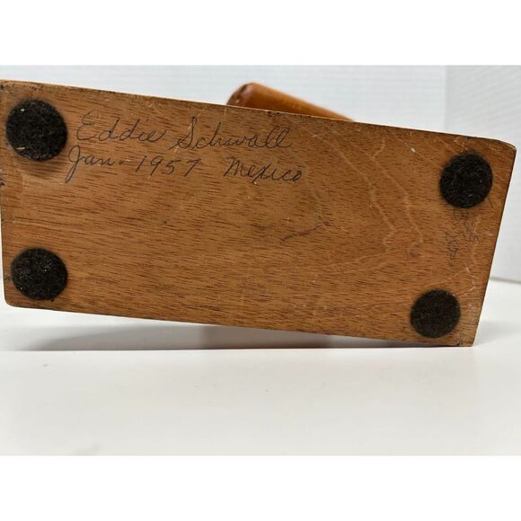 Beautiful Vintage Wood Carving Cigarette Donkey 2 Baskets Mexico 1957 - Picture 6 of 6